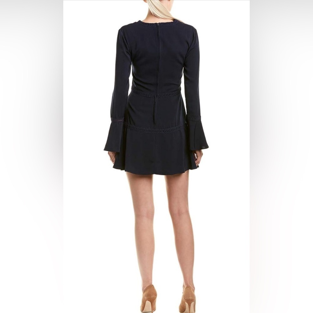 Finders Keepers embroidered bell sleeve navy dress - Picture 2 of 8